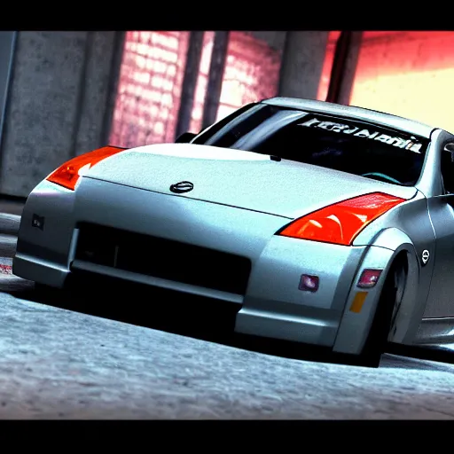 Prompt: a photo of Rachel\'s Nissan 350z from need for speed underground 2