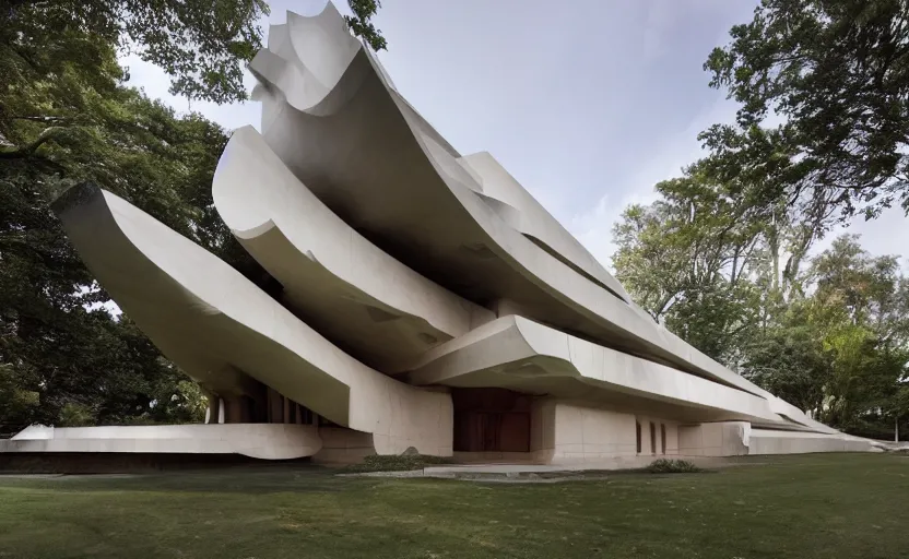 Prompt: an architectural masterpiece by frank Lloyd wright and Zaha hadid