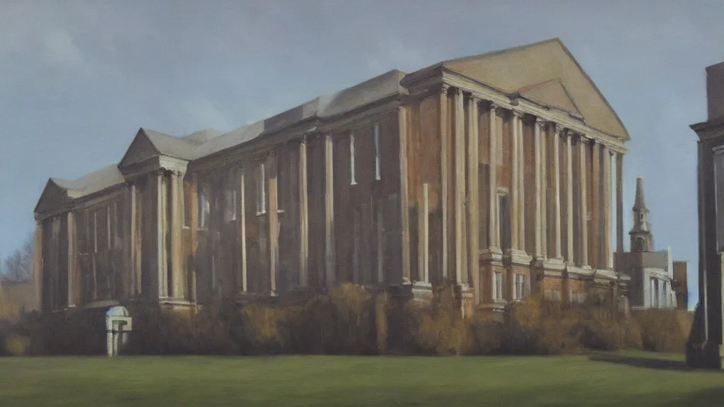 Image similar to oil painting of the architecture of University college dublin by Gerhard Richter