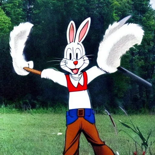 Image similar to bugs bunny dressed like rambo