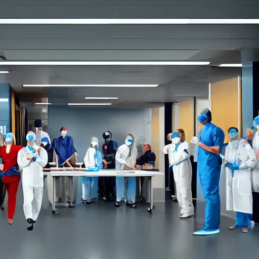 Image similar to realistic photo of an emergency department with nurses, doctors, and patients, 4k