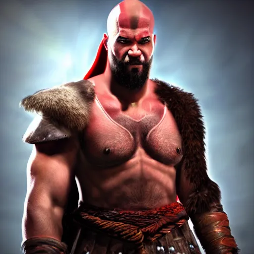 Prompt: Epic portrait of christopher judge as kratos, unreal engine