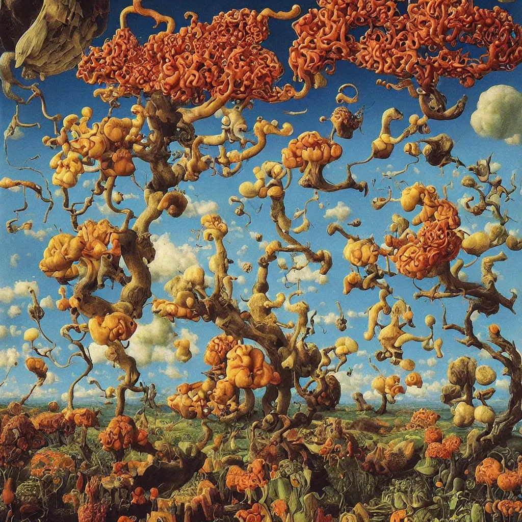 Prompt: a single colorful! ( lovecraftian ) angelic fungus white! clear empty sky, a high contrast!! ultradetailed photorealistic painting by jan van eyck, audubon, rene magritte, agnes pelton, max ernst, walton ford, andreas achenbach, ernst haeckel, hard lighting, masterpiece