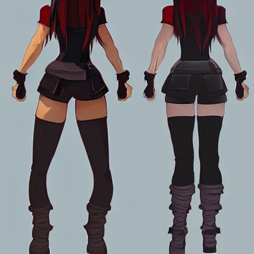 Image similar to stylised concept art of tifa lockhart posing