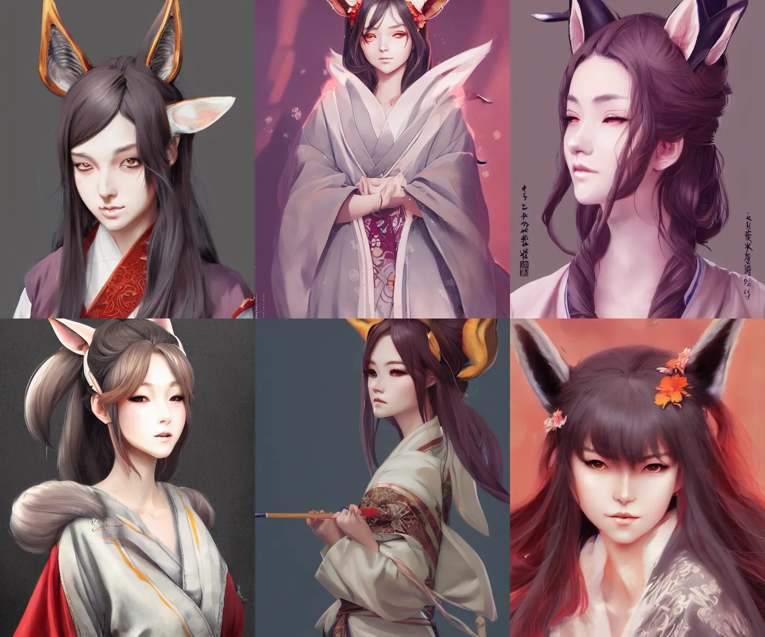 Prompt: Ssunbuki as a woman with fox ears and a kimono, visualartzi, Japanese, concept art by Karla Ortiz, James Paick, Charlie Bowater, Krenz Cushart, highly detailed, ultra detailed, ultra realistic, trending on artstation, cgstudio