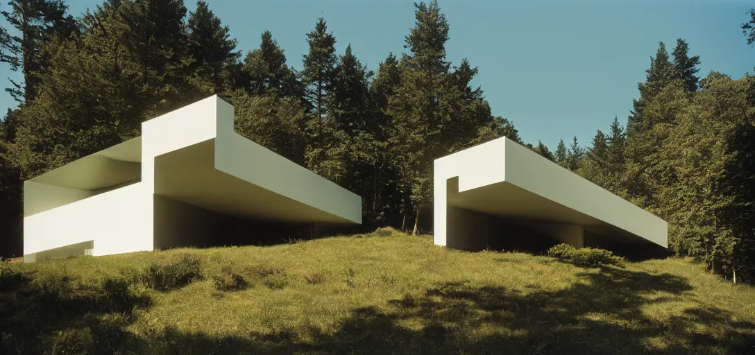 Image similar to house by rem koolhaas on mt. tam. fujinon premista 1 9 - 4 5 mm t 2. 9. portra 8 0 0.