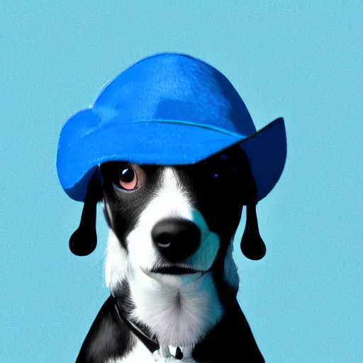 Image similar to a photograph of a dog in blue studio backlighting, digital art