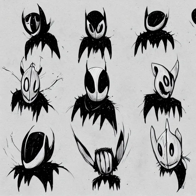 Image similar to hollow knight character design by ari gibson
