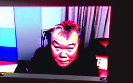 Image similar to Stewart Lee playing Counter Strike, gameplay footage with facecam in the bottom right