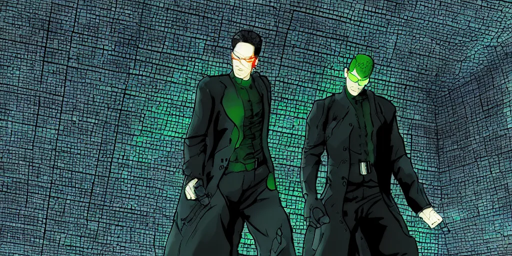 Image similar to a screenshot of the matrix, cell shading