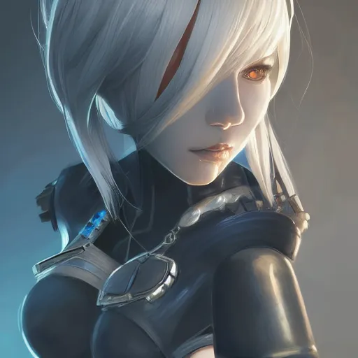 Prompt: portrait of 2B (Nier Automata) as a Starcraft 2 character, artstation cgsociety highly-detailed