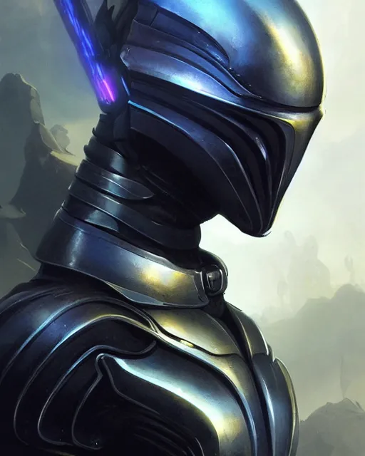 Image similar to iridescent sinewy smooth muscular male sleek glossy black pearlescent scifi armor with smooth black featureless helm, by greg rutkowski and mark brookes and jim burns and tom bagshaw and magali villeneuve, trending on artstation