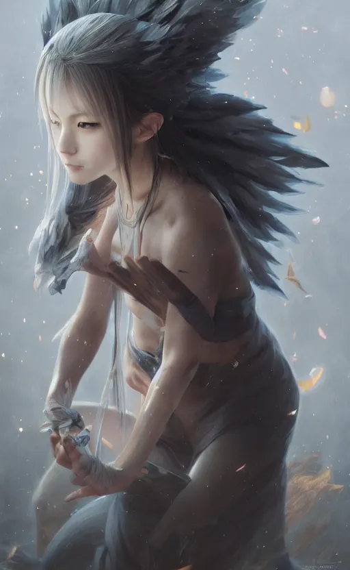 Image similar to a girl from final fantasy live action, hololive inugami korone, evocative, mystical night, very very very very detailed, award winning, masterpiece digital painting by greg rutkowski, alex grey, artstation, 4 k wallpaper