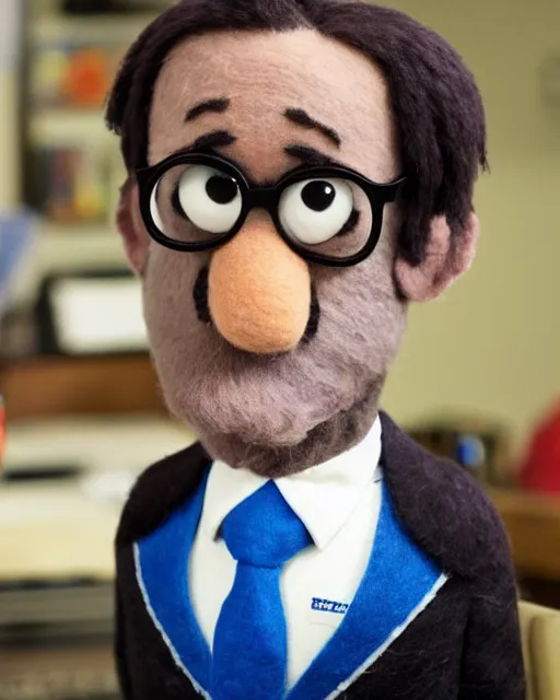 Image similar to david wallace as a muppet. highly detailed felt. hyper real photo. 4 k.