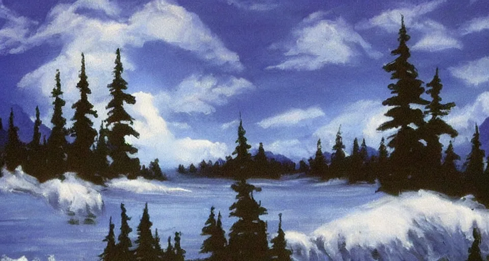 Image similar to the best painting ever by Bob ross