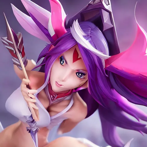 Image similar to star guardian xayah and star guardian kai'sa!!!!!!!!!! friends together, league of legends, star guardian xayah, star guardian kai'sa, hyperrealistic, realistic, high definition, by weta digital, 3 - dimensional, realistic