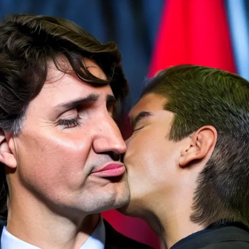 Prompt: high quality high detail justin trudeau kissing naruto