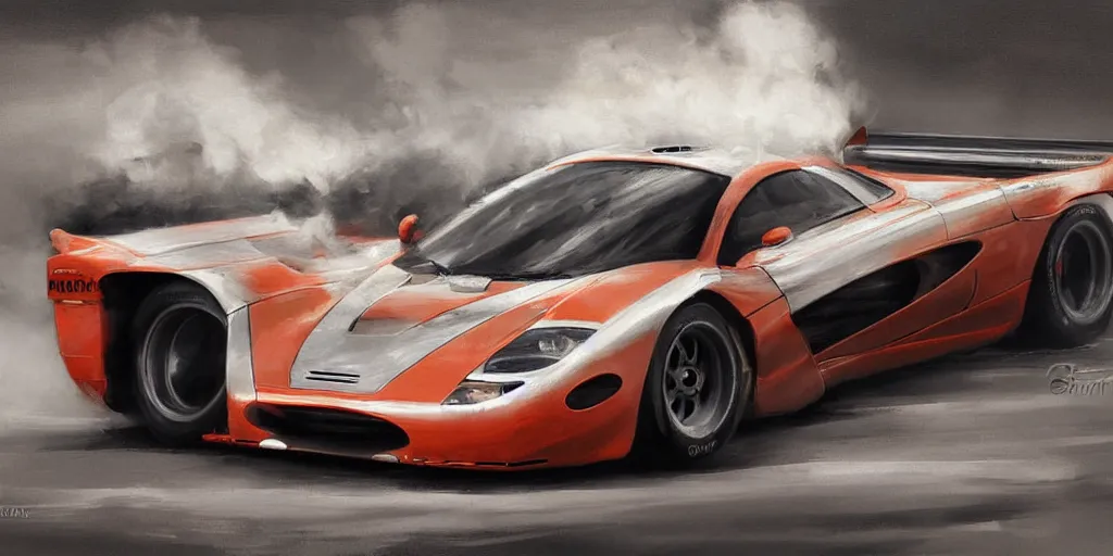 Image similar to a cinematic painting of a 2 0 0 4 mclaren f 1 race car by greg rutkowski, rim light, highly detailed, beautiful