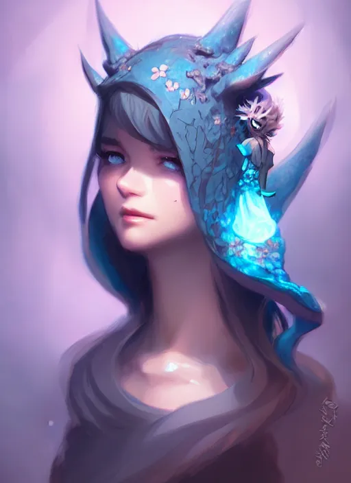 Prompt: cute little dragon,, black gold light blue, flowers diamonds, highly detailed, artgerm, cushart krenz, artstation, soft light, sharp focus, illustration, character design, concept art