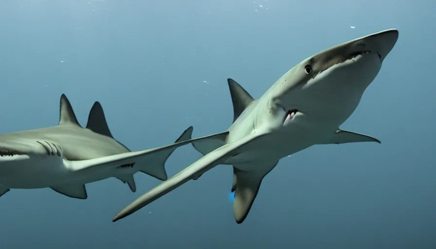 Image similar to james cameron movie about a white pointer shark