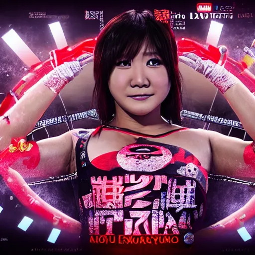 Prompt: Joshi pro wrestler Mayu Iwatani, promo photo, hyper detailed, octane render, 4k, dramatic, cinematic lighting