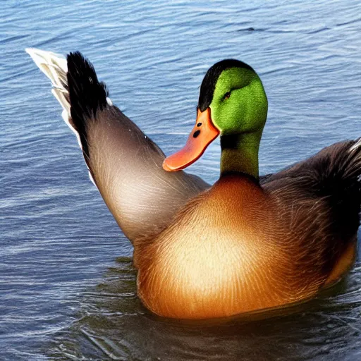 Prompt: duck with huge muscles