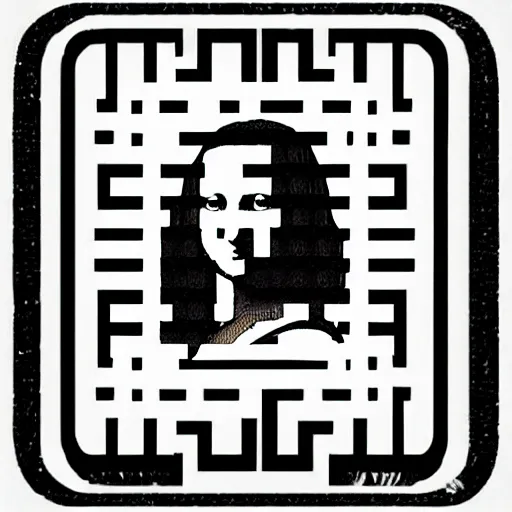 Image similar to a qr-code pattern that looks like Mona lisa