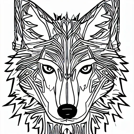 Prompt: wolf template base, digital line-art, full-body sideways view, simple, black and white, coloring book style, high quality, HD, 8K