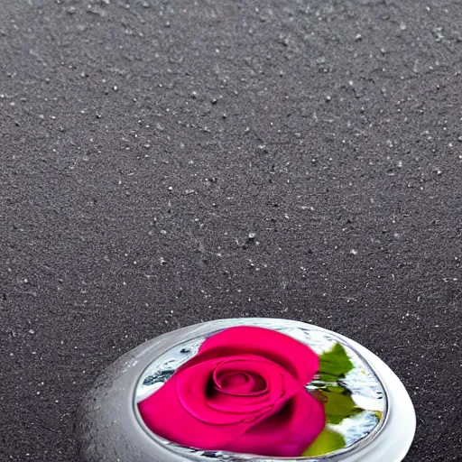 Prompt: animation of a rose melting into a puddle, detailed