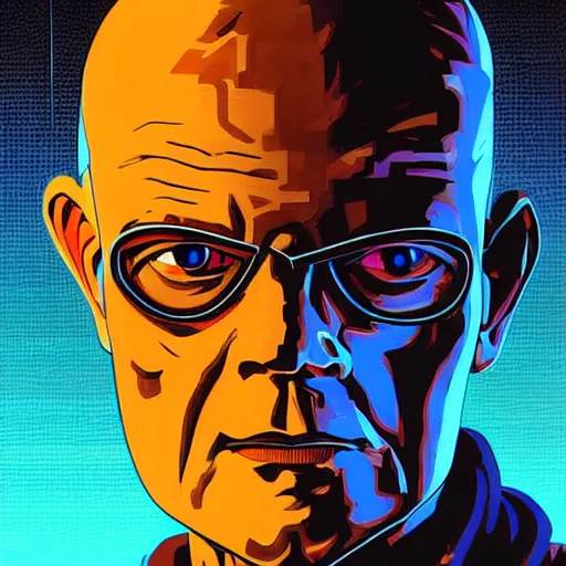 Image similar to dwight eisenhower. a clever cyberpunk merc, centered in the frame, cyberpunk concept art by Jean Giraud and josan gonzales, digital art, highly detailed, intricate, sci-fi, sharp focus, Trending on Artstation HQ, deviantart, 4K UHD image