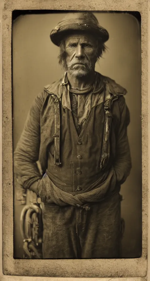 Image similar to a highly detailed digital collodion photograph, a portrait of a shipwright