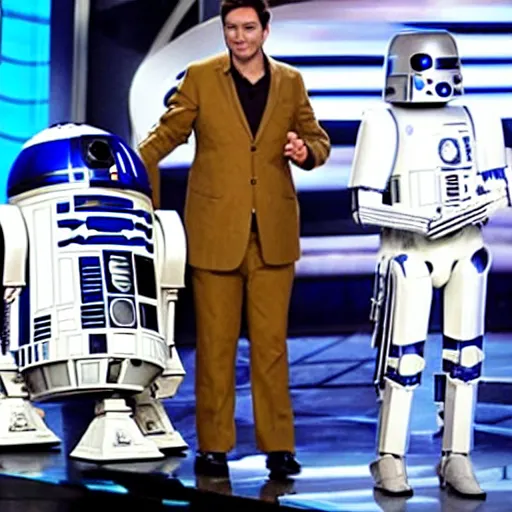 Prompt: r 2 d 2 as a contestant on american idol