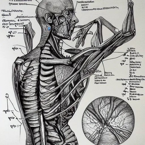 Prompt: anatomical diagram pencil sketch of a fairy, insanely detailed, labeled diagram, medical illustration, insanely intricate, written notes, text, journal paper, watercolor, stains