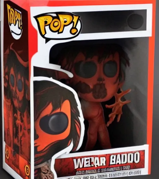 Prompt: limited edition horror themed wendigo with antlers funko pop still sealed in box, ebay listing, orange bloody box