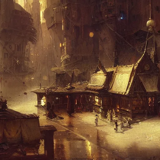 Image similar to detailed painting of a living pod architecture, cyberpunk ornaments, andreas achenbach