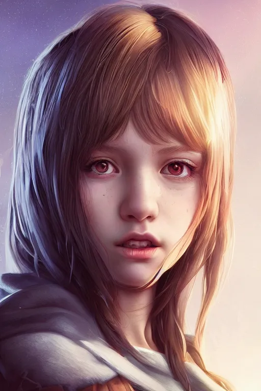 Image similar to very cute girl portrait, highly detailed eyes, intricate details, by artgerm, tooth wu, dan mumford, beeple, wlop, unreal engine 5 rendering