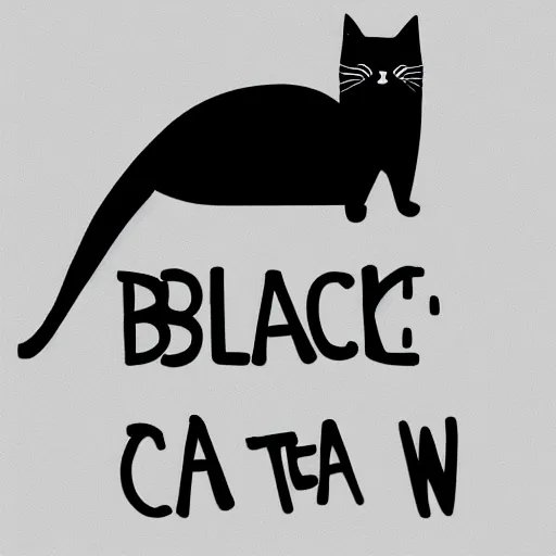 Image similar to black cat with the white text'cat'on his side