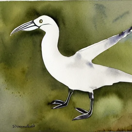 Image similar to a watercolour of a gannet by Darren woodhead