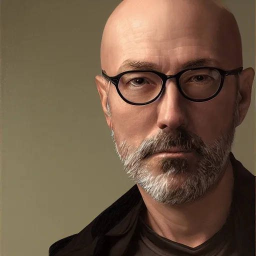 Prompt: portrait painting of nyu professor scott galloway, ultra realistic, concept art, intricate details, serious, highly detailed, photorealistic, octane render, 8 k, unreal engine. art by artgerm and greg rutk owski and alphonse mucha
