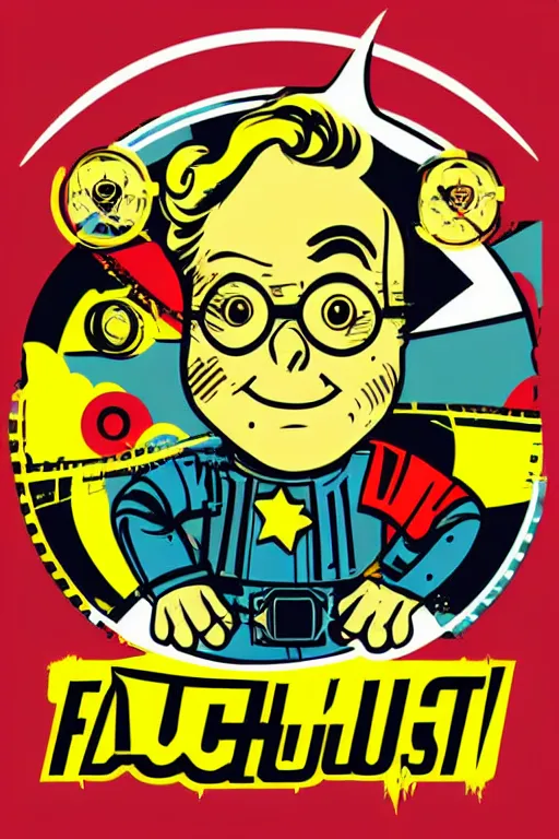 Image similar to fallout 7 6 retro futurist illustration art by butcher billy, sticker, colorful, illustration, highly detailed, simple, smooth and clean vector curves, no jagged lines, vector art, smooth andy warhol style