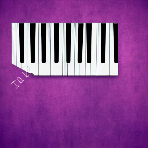 Prompt: piano keys on a curve colorful abstract background of musical notes purple cyan blue detailed oil painting musical abstract art