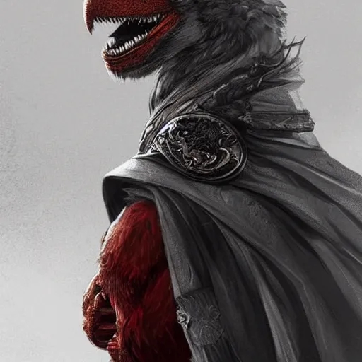 Prompt: elmo as a game of thrones character, highly detailed digital painting, artstation, concept art, smooth, sharp focus, illustration, art by artgerm and greg rutkowski and alphonse mucha