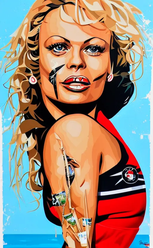 Image similar to a portrait of pamela anderson ( bay watch ), by sandra chevrier