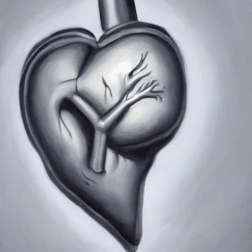 Image similar to a painting of a broken heart, anatomically realistic heart, the background is white, in the style of Philip Sun on ArtStation and Parag Lavande on ArtStation, 4k,