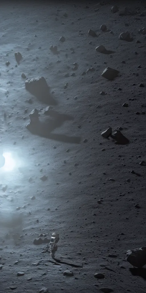 Image similar to concept art, a astronaut landing on the moon, backlight, f 3 2, high detail, octane rendering, unreal engine.