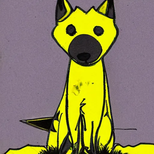 Image similar to cartoon sketch of a wolf wearing a yellow raincoat