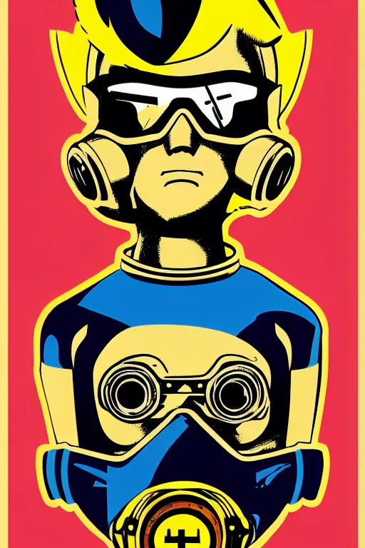 Image similar to fallout 7 6 retro futurist illustration art by butcher billy, sticker, colorful, illustration, highly detailed, simple, smooth and clean vector curves, no jagged lines, vector art, smooth andy warhol style