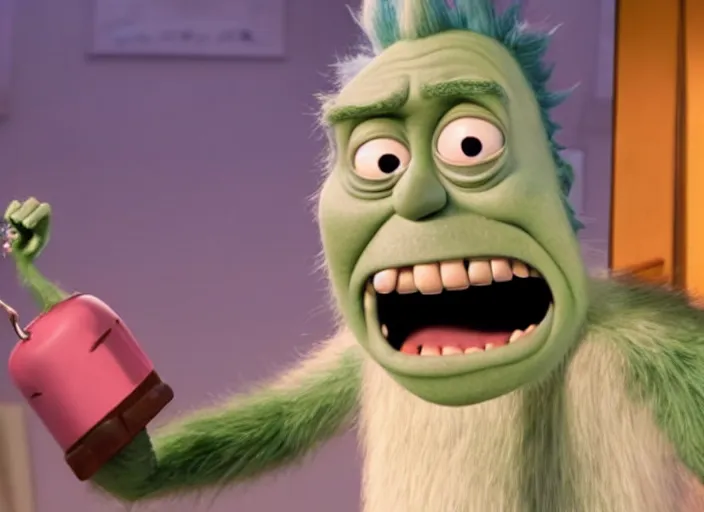 Image similar to film still of james p. sullivan as rick sanchez in the monsters inc movie 4 k,,,,,,,,,,,,,,,,,,,,,,,,,,,,,,,,,,,,,,,,,,,,,,,, rick and morty