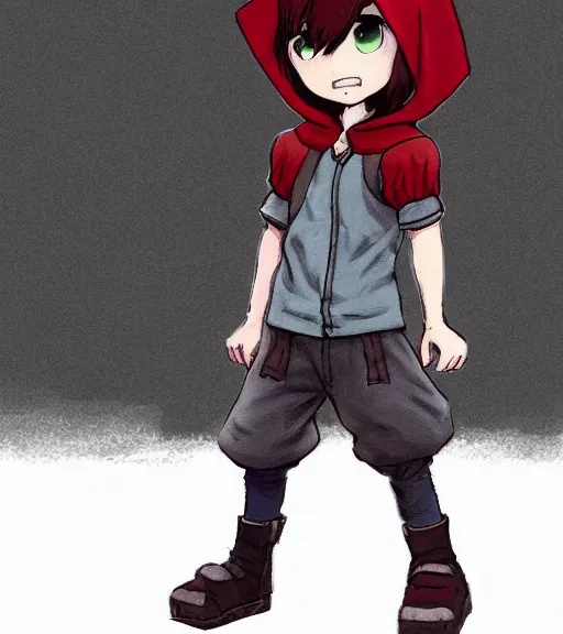 Prompt: attractive little boy character inspired in little red riding hood and kris from deltarune, digital artwork made by akihiko yoshida and makoto shinkai, anatomically correct, symmetrical