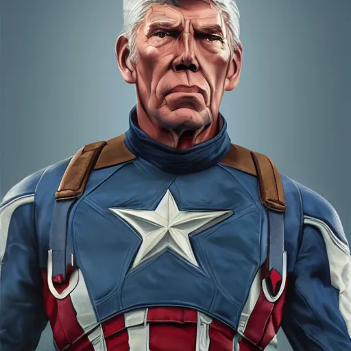 Prompt: James Coburn as Captain America, digital art, artstation, cgsociety, 4k